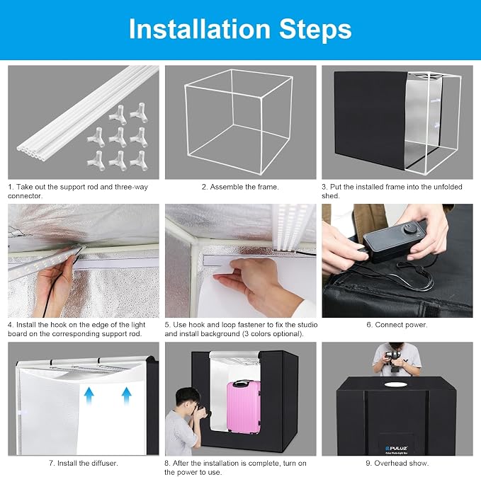PULUZ 31” Large Photo Light Box, Light Box Photography with 234 LEDs, CRI 95+, 4 PVC Backdrops, Portable Shooting Tent for Product Photos