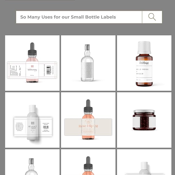 Dashleigh Small Bottle Labels Waterproof, 120 Blank Printable Vinyl Stickers 4x1.5 Inch for 2oz and 4oz Bottles - Wraparound Label Sheets for Spray Bottles, Essential Oils, Cosmetics, Small Business