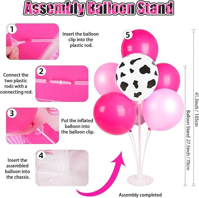 185Pcs Cowgirl Birthday Party Decorations Supplies - Includes 20 Guests Tableware Set and Birthday Banner Backdrop Foil Balloons Stand Cake Toppers for Western Disco Cowgirl Party Decor