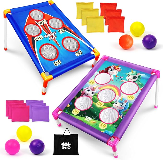 TOY Life Bean Bags Toss Game, Cornhole, Outdoor Toys for Kids Ages 4-8, Corn Hole, Cornhole Set, Sports & Outdoor Play Toys, Outside Toys for Kids Ages 4-8, Outdoor Activities for Kids, Backyard Toys