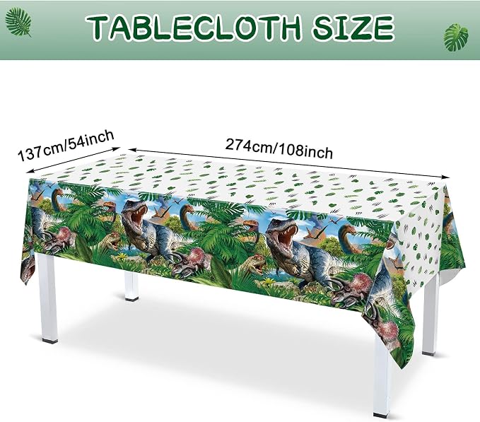 Tatuo 172 Pcs Dinosaur Birthday Party Supplies Dinosaur Theme Party Decorations for Dino Tablecloth Happy Birthday Banner Knife Fork Spoon Plate Napkin Cup Tableware Supplies Serve 24