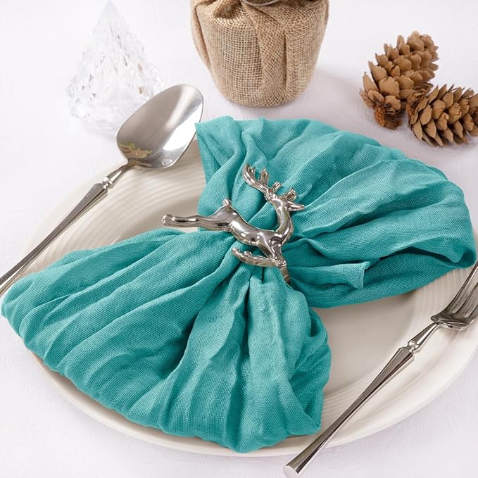 MLMC 10 Pack Cheesecloth Napkins Wedding Napkins 21"x21" Boho Reusable Napkins in Bulk for Wedding Bridal Baby Shower Events Table Decor Teal