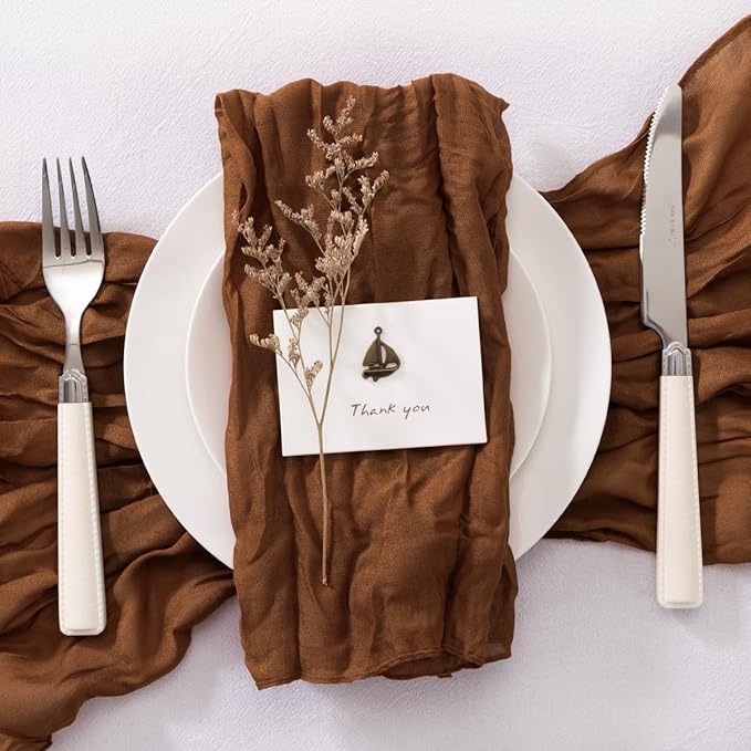 50 Pack Brown Cheesecloth Napkins Cloth Washable Spring Summer Cloth Napkins Set of 50 Bulk 21x21 Inches for Wedding Baby Bridal Shower Birthday Dinner Party Table Decor