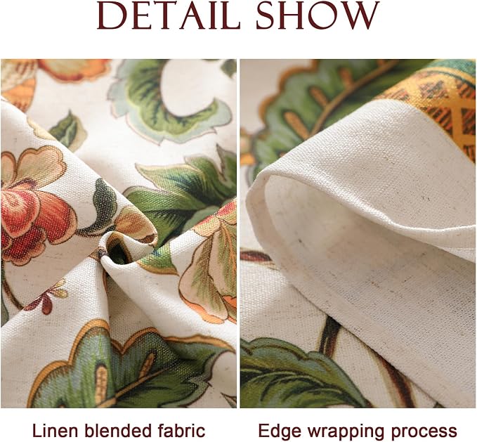 patdrea Vintage French Linen Tablecloth,Square,55"x55"-Santiago A | Elegant Print Table Cloth for Square Table,Colorful Floral Patterned,for Dining Room Tea Party Vender Banquet