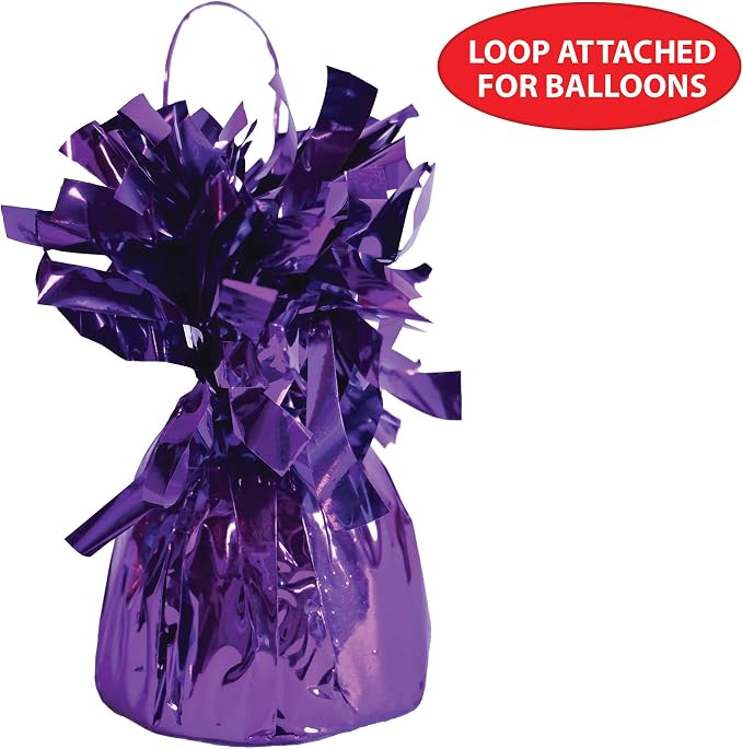 Beistle Metallic Wrapped Balloon Weight – 12 Pack, Purple Balloon Centerpiece Bouquet Holders, Party Decoration Accessories for Birthdays, Weddings, Graduations, and Retirement Celebrations, 6 Oz