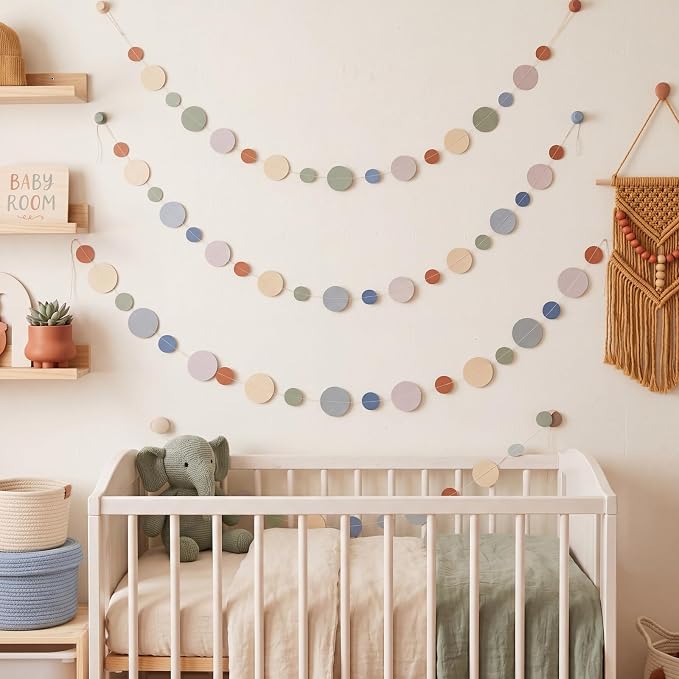 Outus 5 Pieces Colorful Circle Garland Banner Hanging Paper Dot Decorations for Classroom, Birthday Party, Baby Shower, Wedding Backdrop & Photo Booth Graduation Decor (Boho Color)