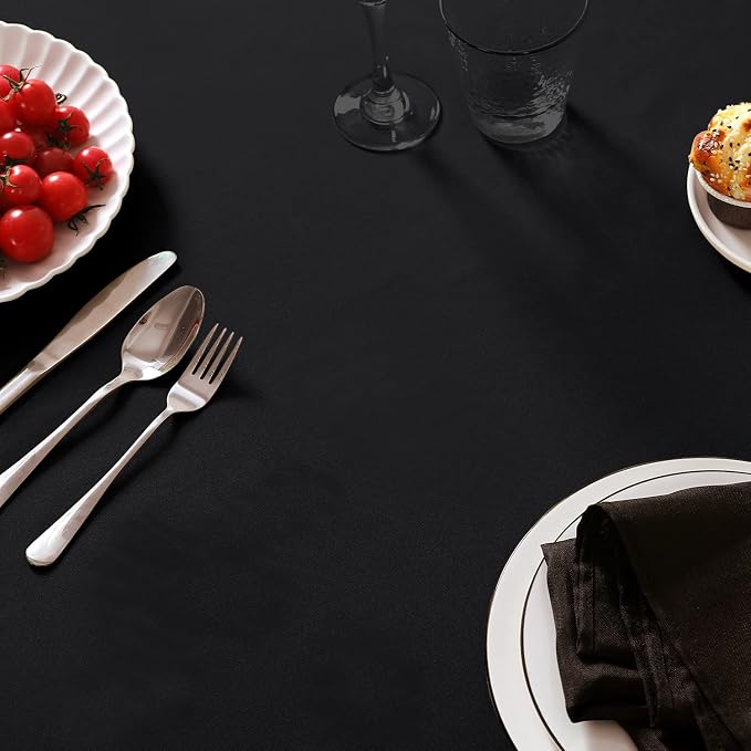 6 Pack Black Tablecloth 60 x 120 Inch Table Cloth for 8 Foot Rectangle Tables, Wrinkle Resistant Washable Polyester Fabric Table Covers for Party, Wedding,Dining,and Banquet
