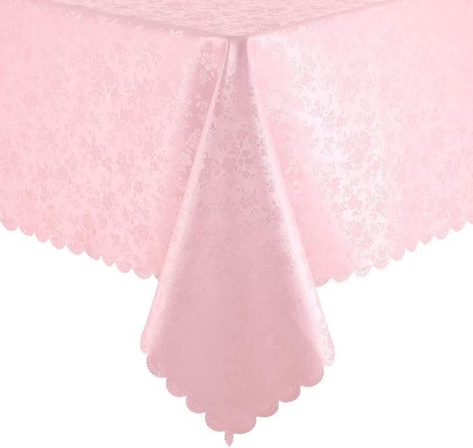 Smiry Square Table Cloth, Waterproof Heavy Duty Vinyl Tablecloths, Wipeable Washable Table Cover for Kitchen and Dining Room (Pink, 70" X 90")