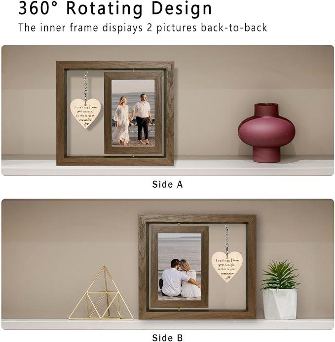 EYITUPC I Can't Say I Love You Enough - So This is Your Reminder Rotating Picture Frame, Sentimental I Love You Reminder Gifts for Girlfriend Boyfriend Her Him (Display 2 4x6)