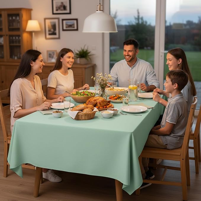 Fixwal 2 Pack Sage Green 70 x 120 Inch Rectangle Tablecloths, Reusable Heavy Duty Washable Polyester Table Covers for 6-8 Ft Tables, Wedding, Baby Shower, Boho Party, Outdoor, Picnic