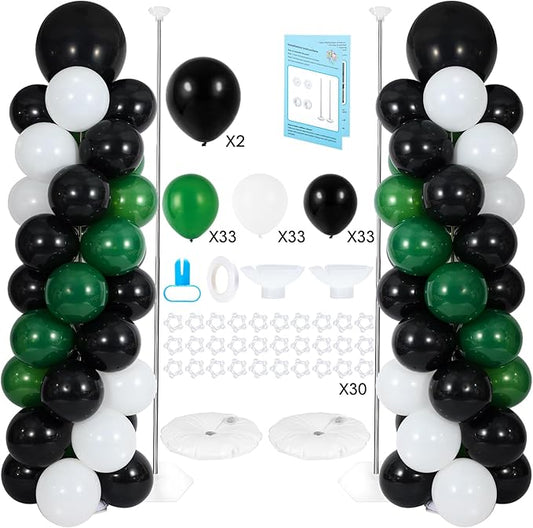 Balloon Column Stand with 101 Balloons, Balloon Column Kit Set of 2, Metal Balloon Tower Stand with Base for Floor, Height Adjustable from 1.57 to 7 Ft, For Party Decorations