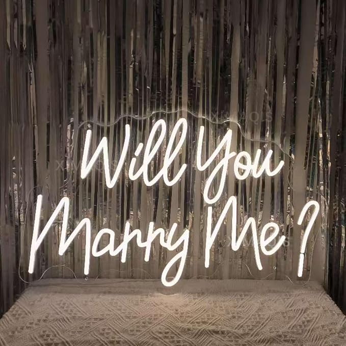 XIMAQIS-Will You Marry Me Neon Sign -Size:28inch- Custom Neon Light Sign Wedding Led Neon Light Wedding Party Decor Wedding Backdrop Wall Decor Wedding Gift For Her Neon Art.