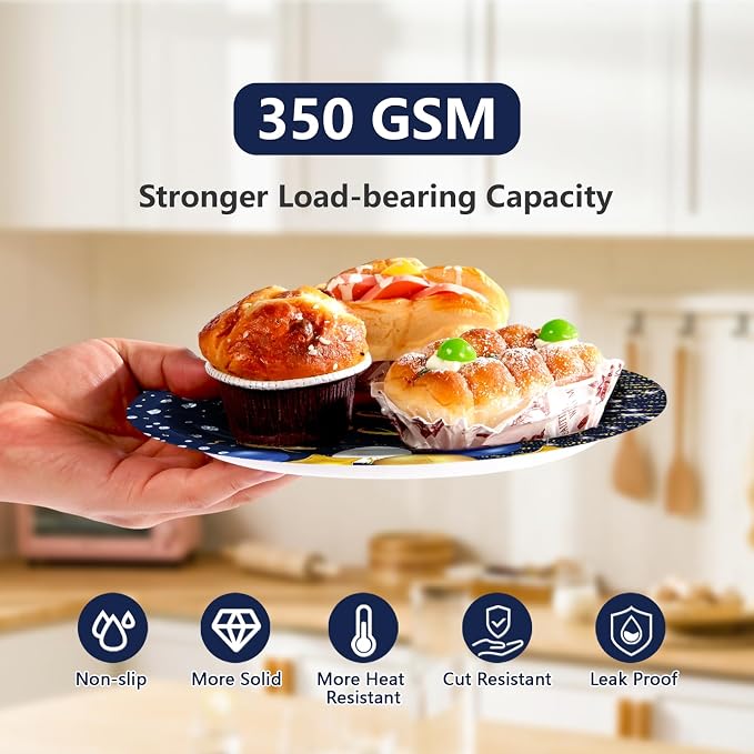 96Pcs Blue and Gold Birthday Party Decorations for Navy Blue Gold Disposable Plates and Napkins Tableware Set Happy Birthday Decorations for Men Women Bday Party Supplies Serves 24
