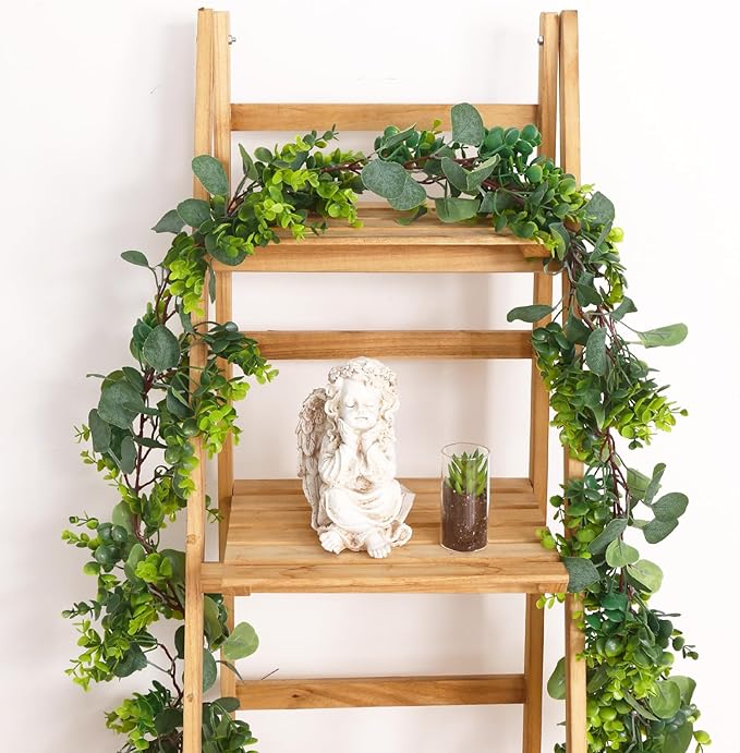 JPSOR 2pcs Artificial Eucalyptus Garland Total 13.2ft Greenery Garland Fake Eucalyptus Leaves for Wedding Arch Farmhouse Mantle Table Runner Centerpiece Home Party Decor