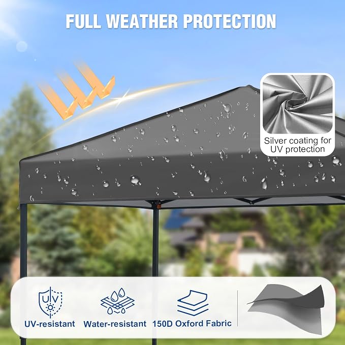 6x4 Pop Up Canopy Tent, Instant Portable Beach Canopy, Outdoor Tent with Carry Bag for Camping, Sports, Tailgating, Events, Drak Gray