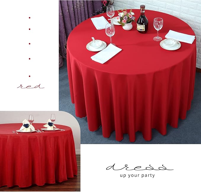 YMHPRIDE 6 Pack Round Tablecloths - Red Table Cloth, 90 Inch Polyester Round Table Cloth, Washable Fabric Table Covers for Wedding, Party, Dining, Banquet