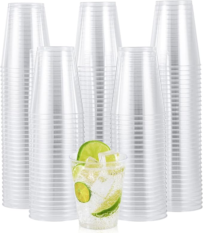 JOLLY CHEF 8 oz Clear Disposable Plastic Cups, 200 Pack Heavy-duty Clear Plastic Cups Perfect for Wedding, Thanksgiving, Christmas, Halloween Party