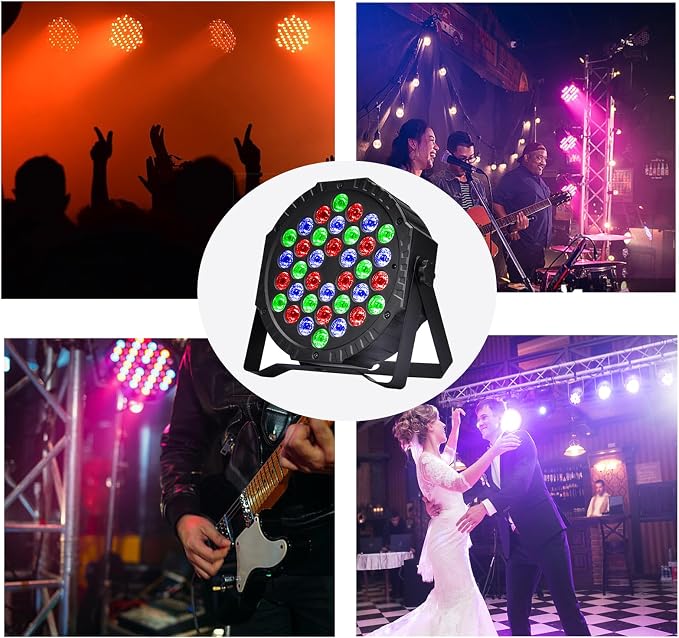 Stage Lights DJ Lights 36LED Par Lights - 4 Pack RGB Party Lights Uplights with Sound Activated Remote Control Stage Lighting for Disco Wedding Club Ba Christmas Party Lighting Outdoor