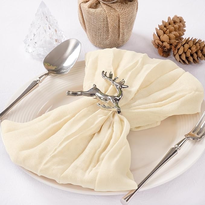 MLMC 40 Pack Cheesecloth Napkins Bulk Beige Reusable Napkins 21"x21" Cream Boho Dinner Cloth Napkins in Bulk for Bridal Shower Baby Shower Events Decor