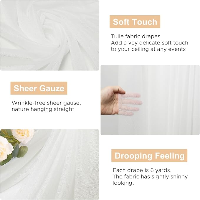 Wokceer 8FT Backdrop Stand with Draping Fabric Ivory Sheer Arch Drapes Fabric for Wedding Ceremony Birthday Party