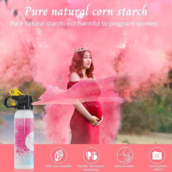 Gender Reveal Fire Extinguisher: 2 Packs Pink Gender Reveal Ideas Only for Baby Girl with 100% Biodegragable for Gender Reveal Decorations (Pink)
