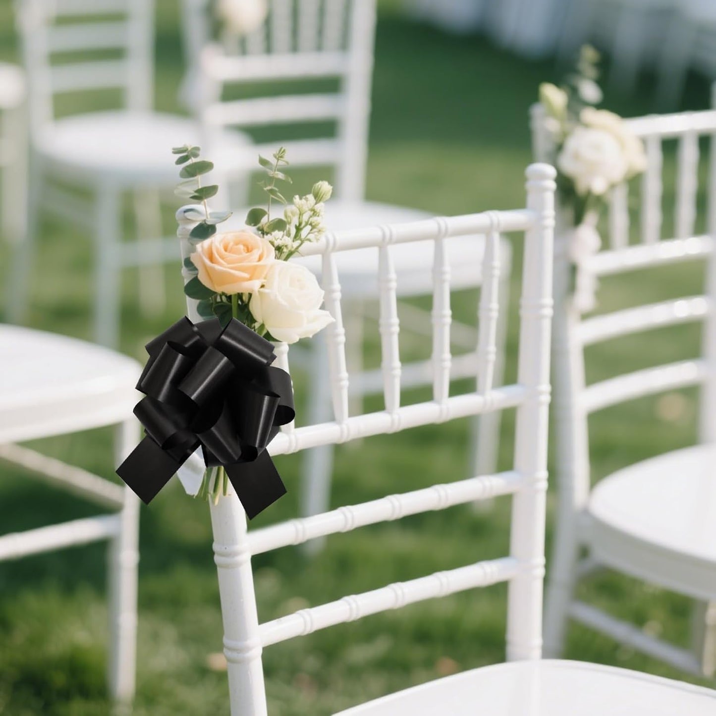 6 PCS 6 Inch Black Pull Bows - Perfect for Gift Wrapping, Wedding Decor, Car Bows, Birthday Parties, Christmas and Valentine's Day