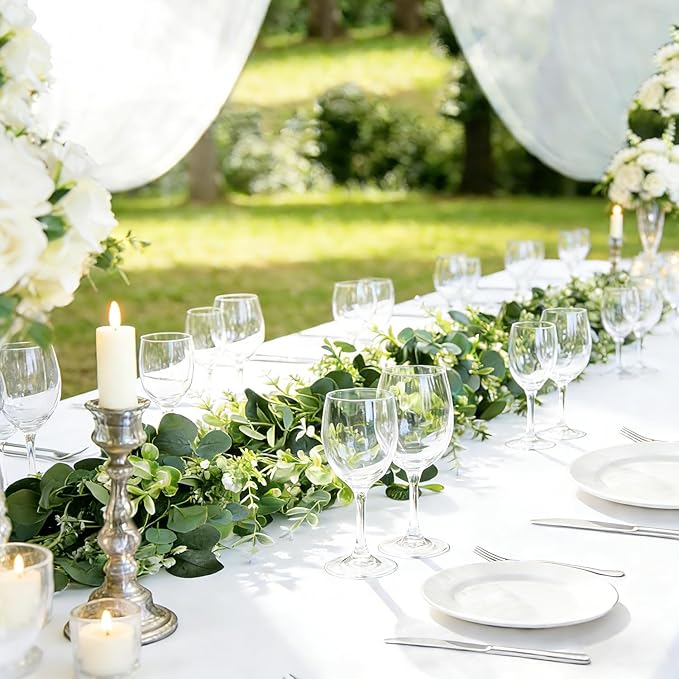 Eucalyptus Garland Greenery 2Pack: 5.9Ft Artificial Faux Greenery Vines for for Wedding Home Party Table Runner Decor