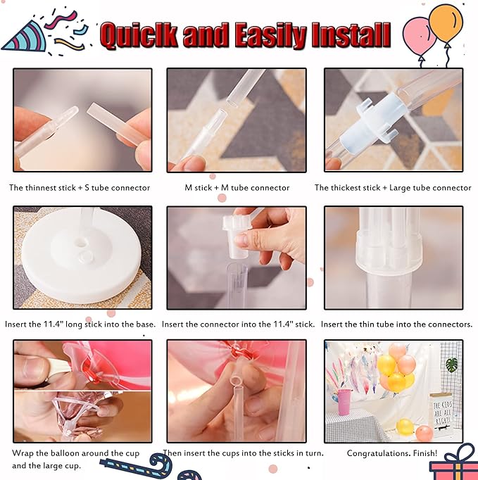 Balloon Column Kit for Floor-Balloon Columns with Stand, Base and Pole,Balloon Tower Backdrop Decoration for Wedding, Baby Shower, Birthday Party, or Bachelorette Parties (WHITE)