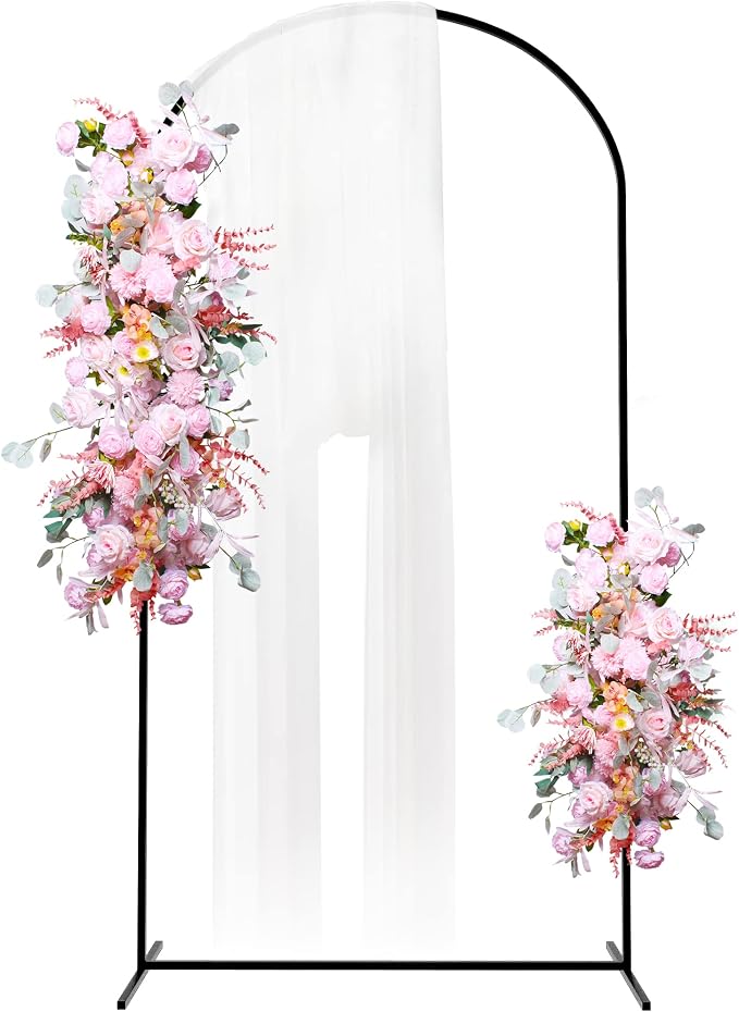 Putros Metal Arch Backdrop Stand 7.2FT Black Wedding Backdrop Stand Square Arch Frame for Birthday Party Bridal Baby Shower Ceremony Decoration