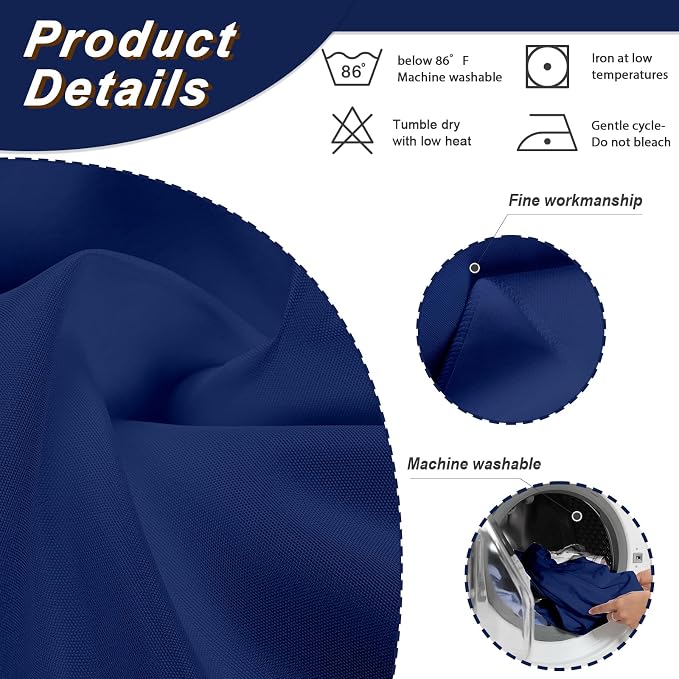 Fixwal 2 Pack Navy Blue 60 x 102 Inch Rectangle Tablecloths, Reusable Heavy Duty Washable Polyester Table Covers for 6 Ft Tables, Wedding, Party, Baby Shower, Birthday, Outdoor