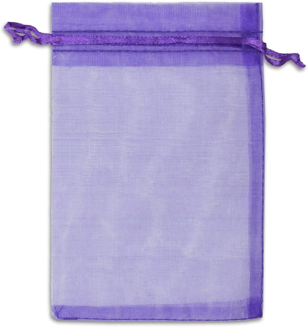 TheDisplayGuys 48-Pack 6x8 Purple Sheer Organza Gift Bags with Drawstring, Jewelry Candy Treat Wedding Party Favors Mesh Pouch