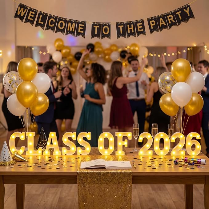 Honoson 11 Pcs Graduation Decorations Class of 2026 Lights up Sign Grad Party Table Decorations for 2026 Preschool High School College Table Centerpieces Decor Party Supplies