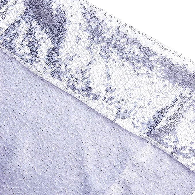 SquarePie 7x7ft Silver Sequin Backdrop for Photography, Satin-Backed Real Sequin Curtain, Enhanced Coverage Shimmering Background with 4" Rod Pocket for Wedding, Birthday, Party Decor, 1 Panel