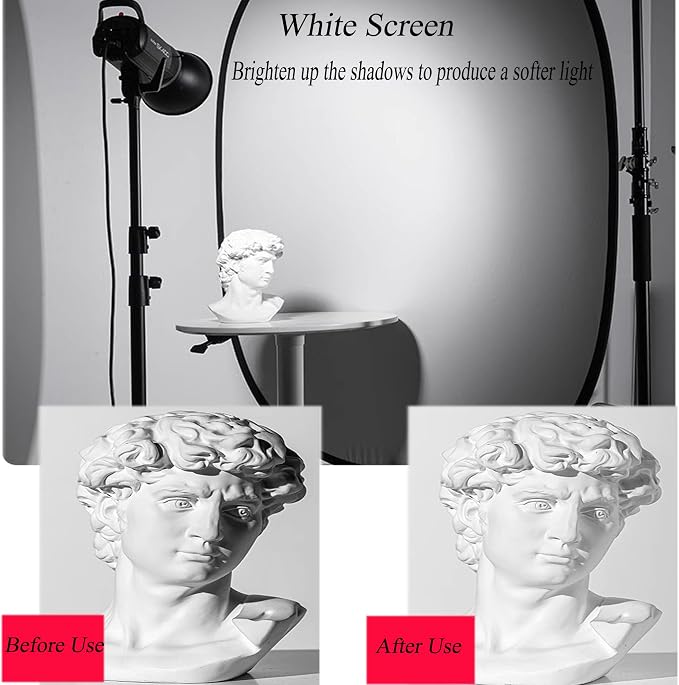 5x7ft/1.5x2m Chromakey Black White Backdrop with 7.8ft/2.4m Stand, 2-in-1 Reversible Collapsible Pop-Up Black White Screen Background Panel for Photography Studio, Live Streaming, Video Shooting