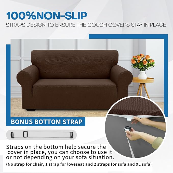 XINEAGE 2026 New 1 Piece Couch Covers for 3 Cushion Couch (79"-91") Stretch Sofa Cover Slipcover Pet Friendly Soft Washable Furniture Protector with Elastic Bottom for Kids,Dog (Sofa, Coffee)