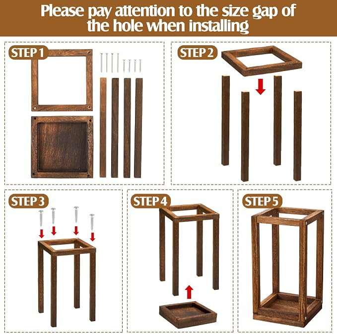Sabary 5 Sets/ 10 Pcs Wooden Lantern Candle Holders with Candles for Wedding Decoration Vintage Table Centerpiece Farmhouse Rustic Candle Lantern for Indoor Fireplace Dining Party Decor (Caramel)