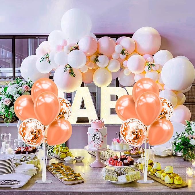 ZJDHPTY 4Set Rose Gold Balloon Stand Table Centerpieces Party Decor | Birthday Graduation Baby Shower Bridal Shower Bachelorette Anniversary Wedding Retirement Decoration New Years Party Supplies