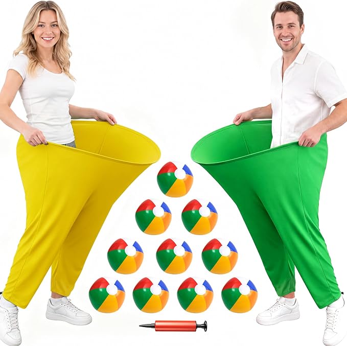 Granny Pants Yard Game, Outdoor Game with Bouncy Ball and Air Pump, Team Relay Family Reunion Party Field Game
