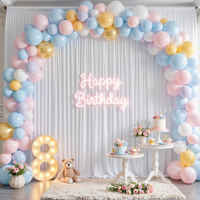 40x10ft White Backdrop Curtains for Parties Wedding Photo Wrinkle Free White Drapes Backdrop Polyester Photoshoot Back Drop for Baby Shower Birthday Party Photography Background 8 Panels 5x10FT