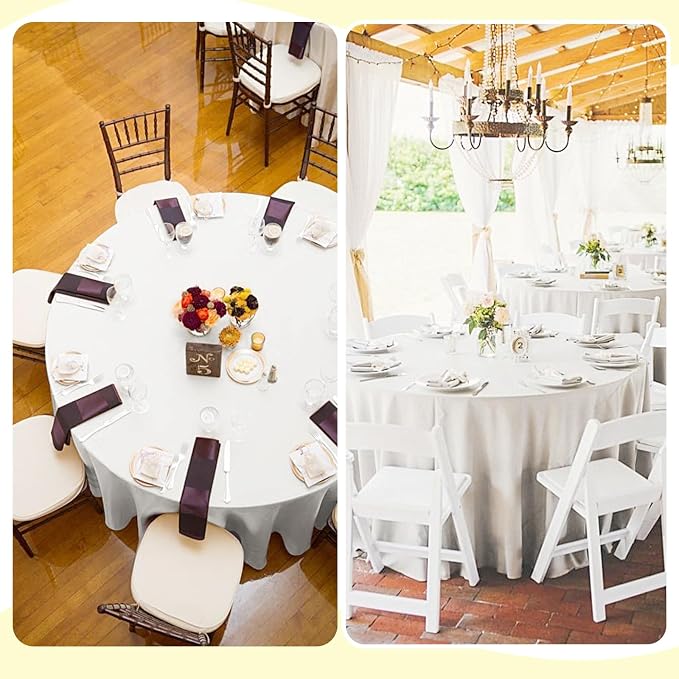 Pesonlook 10 Pack Ivory Round Tablecloths 90 Inch, Polyester Round Table Cloth Circle Bulk Linen Washable Table Cloth Stain and Wrinkle Resistant Circle Table Cover for Wedding Party Dining Banquet