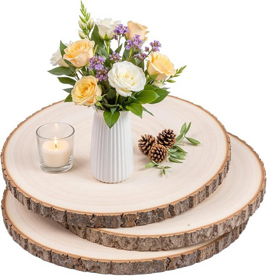 3 Pack 11 Inch Large Wood Slices for Centerpieces,Natural Unfinished Round Wood Ornaments for Crafts,Rustic Wooden Circles & Slabs for Wedding Centerpieces& Christmas Table Decor,DIY Painting Crafts