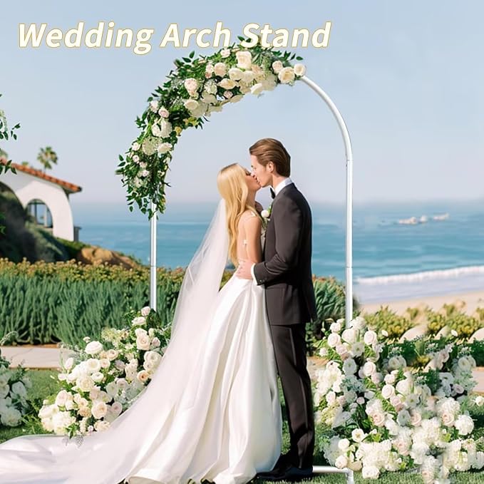 2.6x6ft Arched Backdrop Stand,Metal Arch Backdrop Stand for Wedding Ceremony Baby Shower Birthday Party Garden Floral Balloon Arch Decoration