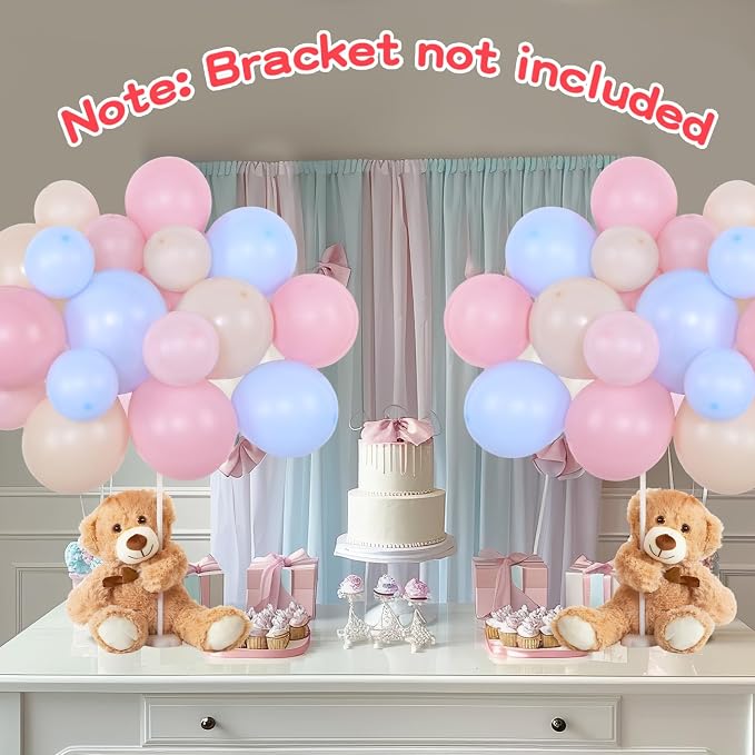Meooeck 185 Pcs Bear Baby Shower Party Decorations Table Centerpieces 5 Pcs 13. 5'' Gender Reveal Bears 180 Balloons Kit Baby Shower Table Decor for Birthday Wedding(Pink, Blue, Tea White)