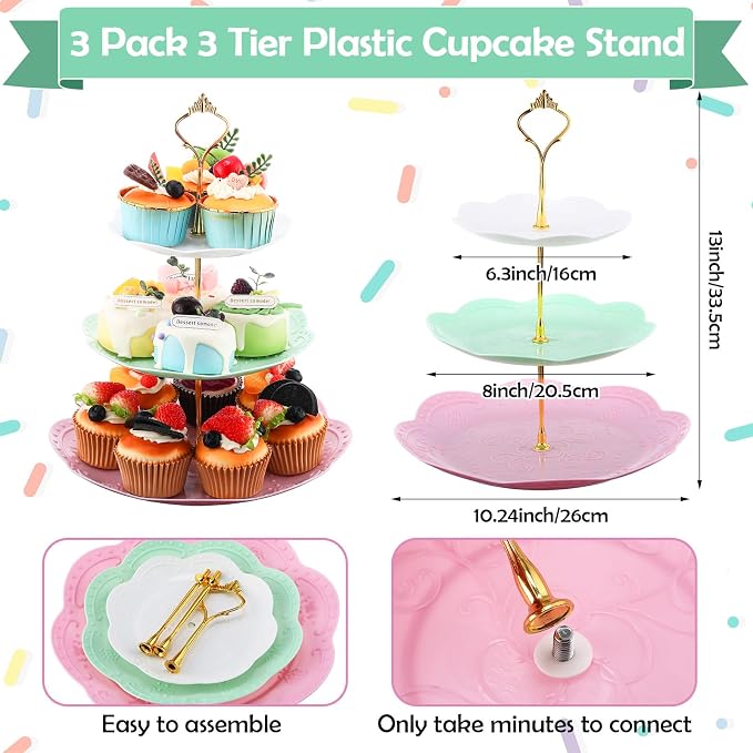 Layhit 83 Pcs Disposable Tea Party Set with 3 Tier Cake Stand Vintage Floral Paper Cups Plates Napkins Cutlery for Women Girls Birthday Baby Shower Bridal Shower Tea(Vivid)