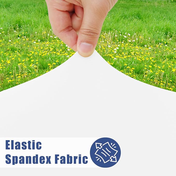 Moosfor Spandex Rectangle Table Cloth 4 Pack, Elastic Fitted Tablecloths for Picnic, Stretch Washable Patio Table Cover for Outdoor, Camping, Banquet and Parties (White, 24"x48")