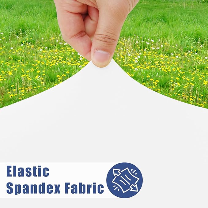 Moosfor Spandex Rectangle Table Cloth 6 Pack, Elastic Fitted Tablecloths for Picnic, Stretch Washable Patio Table Cover for Outdoor, Camping, Banquet and Parties (White, 36"x96")