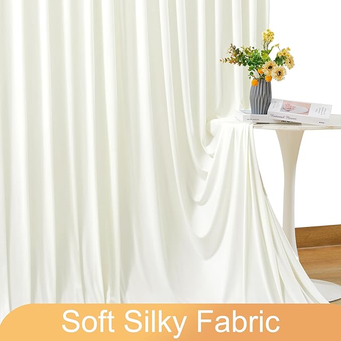 6 Panels Ivory Backdrop Curtain for Wedding Parties Wrinkle Free Ivory Photo Curtains Backdrop Drapes Fabric Decoration for Baby Shower Photoshoot 30ft(W) x 10ft(H)