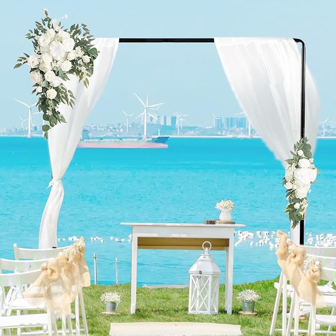 Balloon Arch Stand, 8.2FT Square Wedding Arch Frame, Metal Black Heavy Duty Backdrop Adjustable Stand, Extra 2 Clamps Change Over The Table Rod Stand for Baby Shower Party Decoration, Garden Trellis