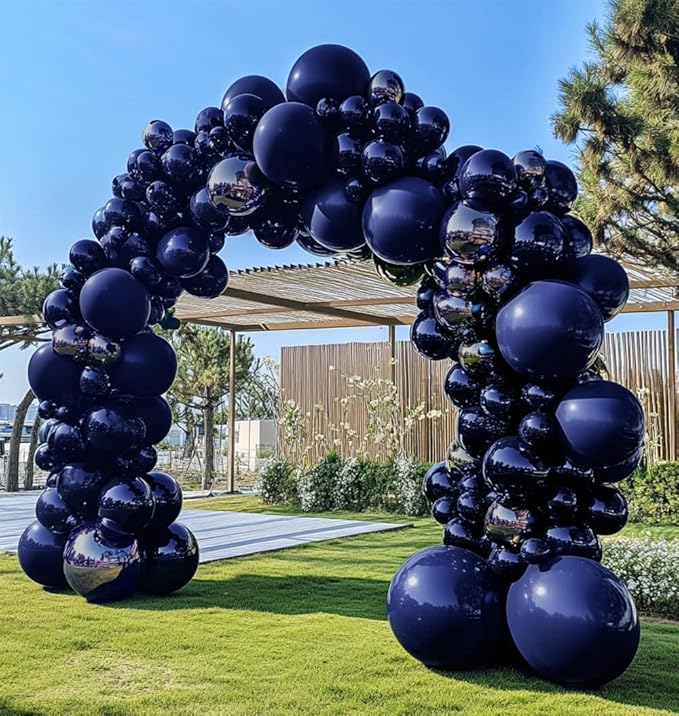 Navy Blue Balloons Double Stuffed Dark Royal Blue Balloon Garland Different Sizes 18/12/5in Pearl Balloon Arch Kit for Graduation Wedding Birthday Baby Shower Father's Day Party Decorations