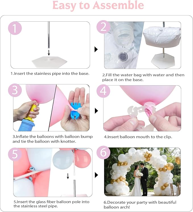 Balloon Arch Kit, 10FT Wide 9FT High Adjustable Balloon Arch Stand with Water Fillable Bases & Balloon Clips, Sturdy Arch Backdrop Stand for Birthday Wedding Baby Shower Graduation Party Decorations
